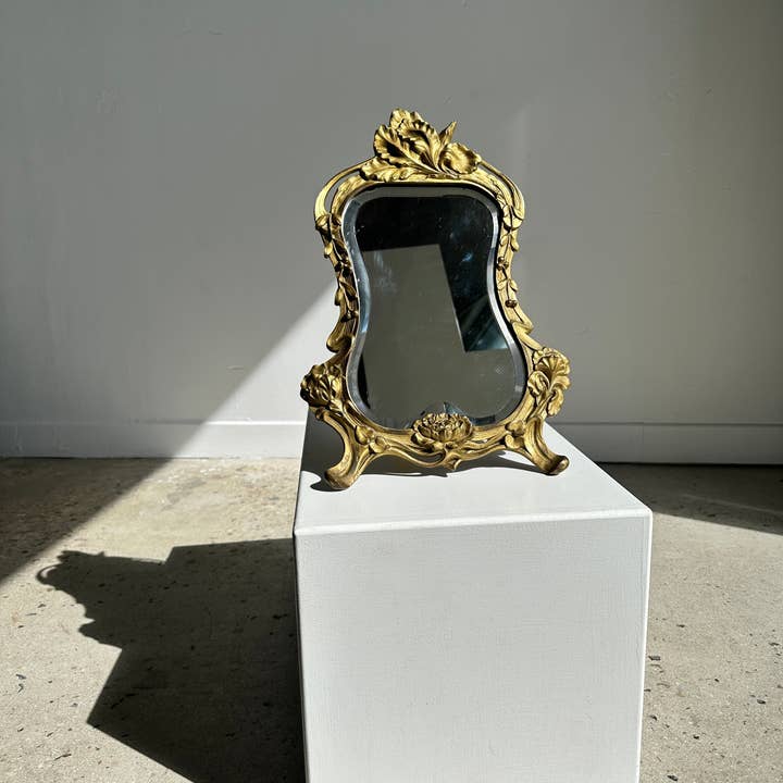 Office Objets - Wholesale Wall Mirror - Gilded bronze Art Deco style tabletop mirror with beveled glass H40cm13