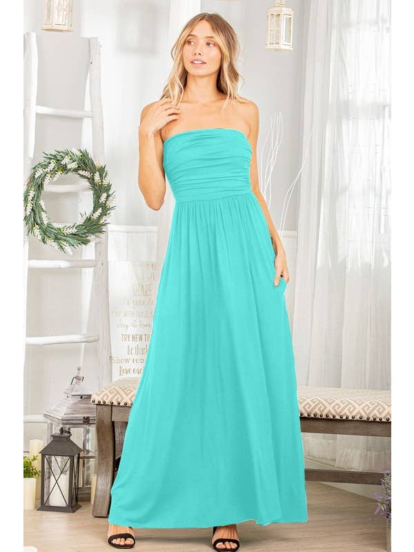 HEIMISH - Vendita all'ingrosso Vestito - Donna - SD1306-10 MAXI ABITO TUBINO TINTA UNITA CON VOLANT