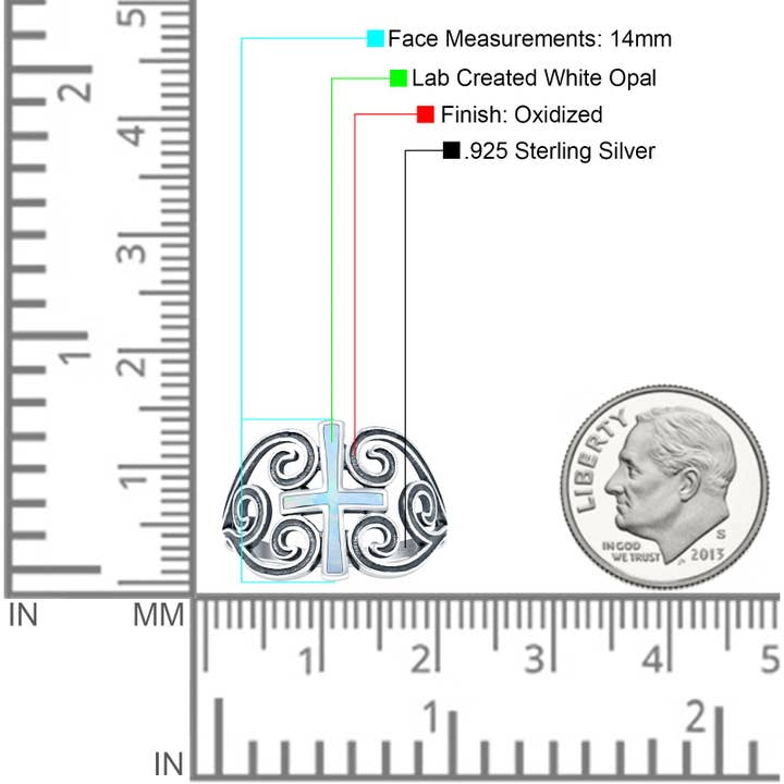 Opale bianco creato in laboratorio Anello a Spirale con Cuore Incrociato in Opale Bianco Creato in Laboratorio Ossidato all'Ingrosso in vendita all'ingrosso su Faire3