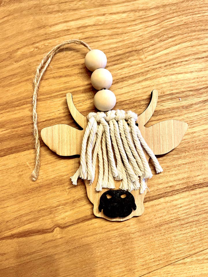 boho macrame highland ko fluffy bil charme anmeldelse spejl for engroshandel hos Simply Stained Shop