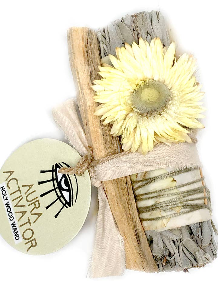 'AURA ACTIVATOR' ritualstav (salviebundt + Palo Santo) for engroshandel hos RITUAL GYPSY SAGE WANDS