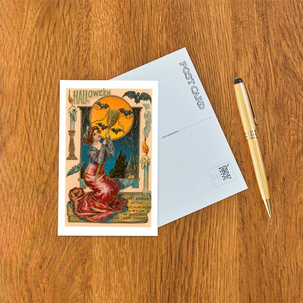 Found Image Press - Vendita all'ingrosso Cartoline - Cartolina HW-93 Halloween, Strega Attraente con Poesia1
