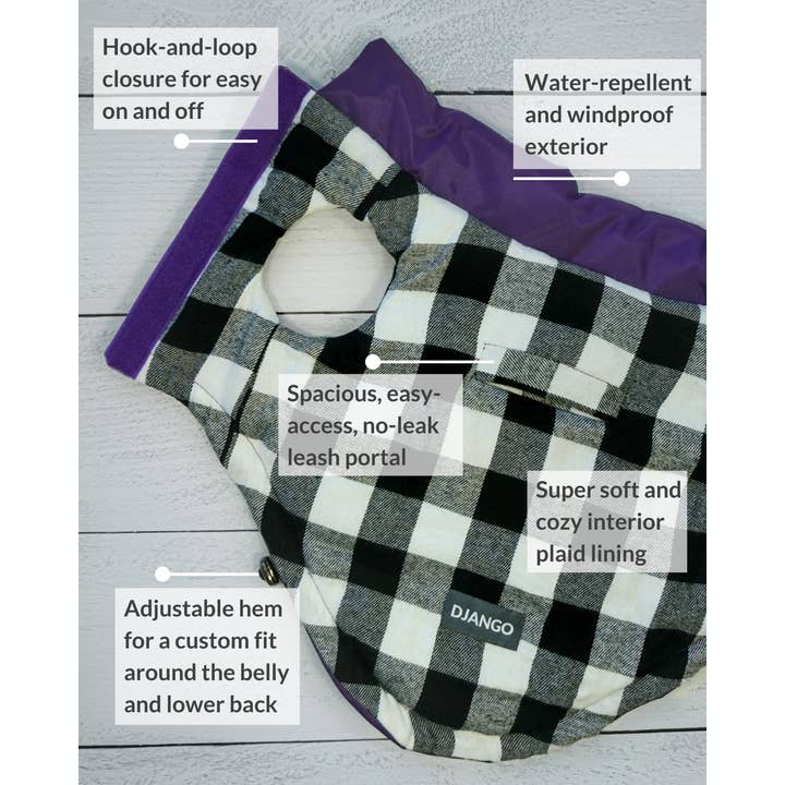 DJANGO - Wholesale Pet Coat - Dog - Reversible Puffer Dog Coat - Violet Purple1