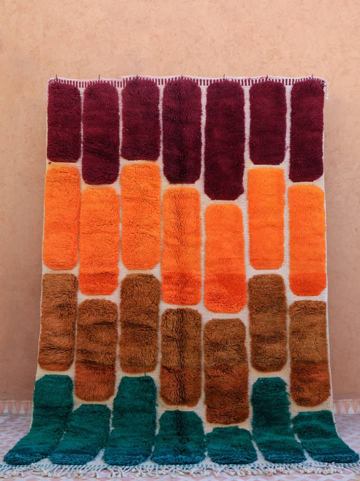 Tapis Berbère Mrirt Coloré à Reliefs - pour la vente par Néda