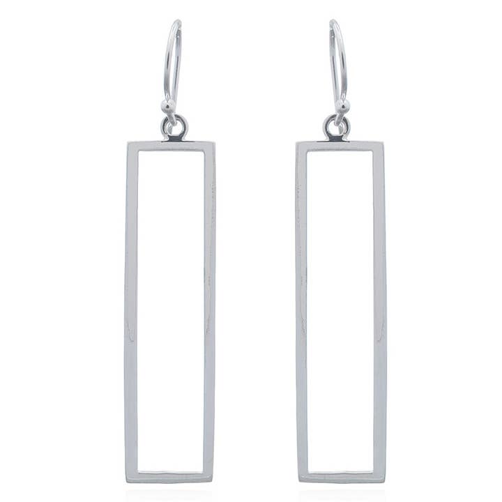 Boucles d'oreilles pendantes rectangulaires en argent sterling pour la vente par So... Silver Jewelry