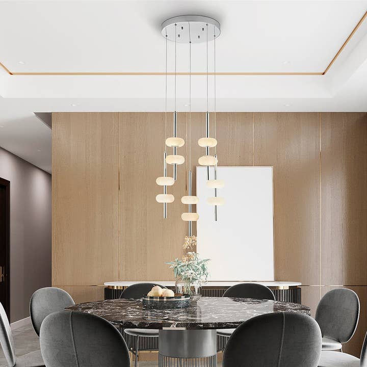 Spanish Alabaster Round Chandelier // Chrome for wholesale by Finesse Decor