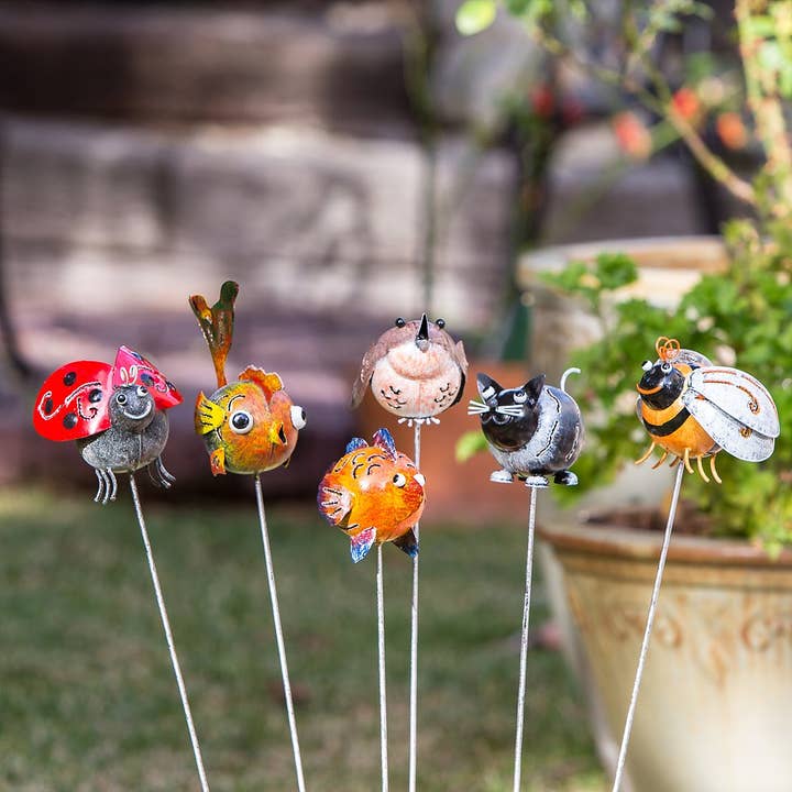 Garden Age Supply - Wholesale Garden/Lawn Stake - Metal Ball Creature Garden Stake / Pot Stake - Funny Fish3