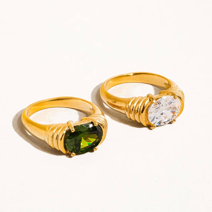 Flânerie by MAIQ - Wholesale Multi-Stone Ring - Verna 18K Gold Non-Tarnish Rhinestone Ring
