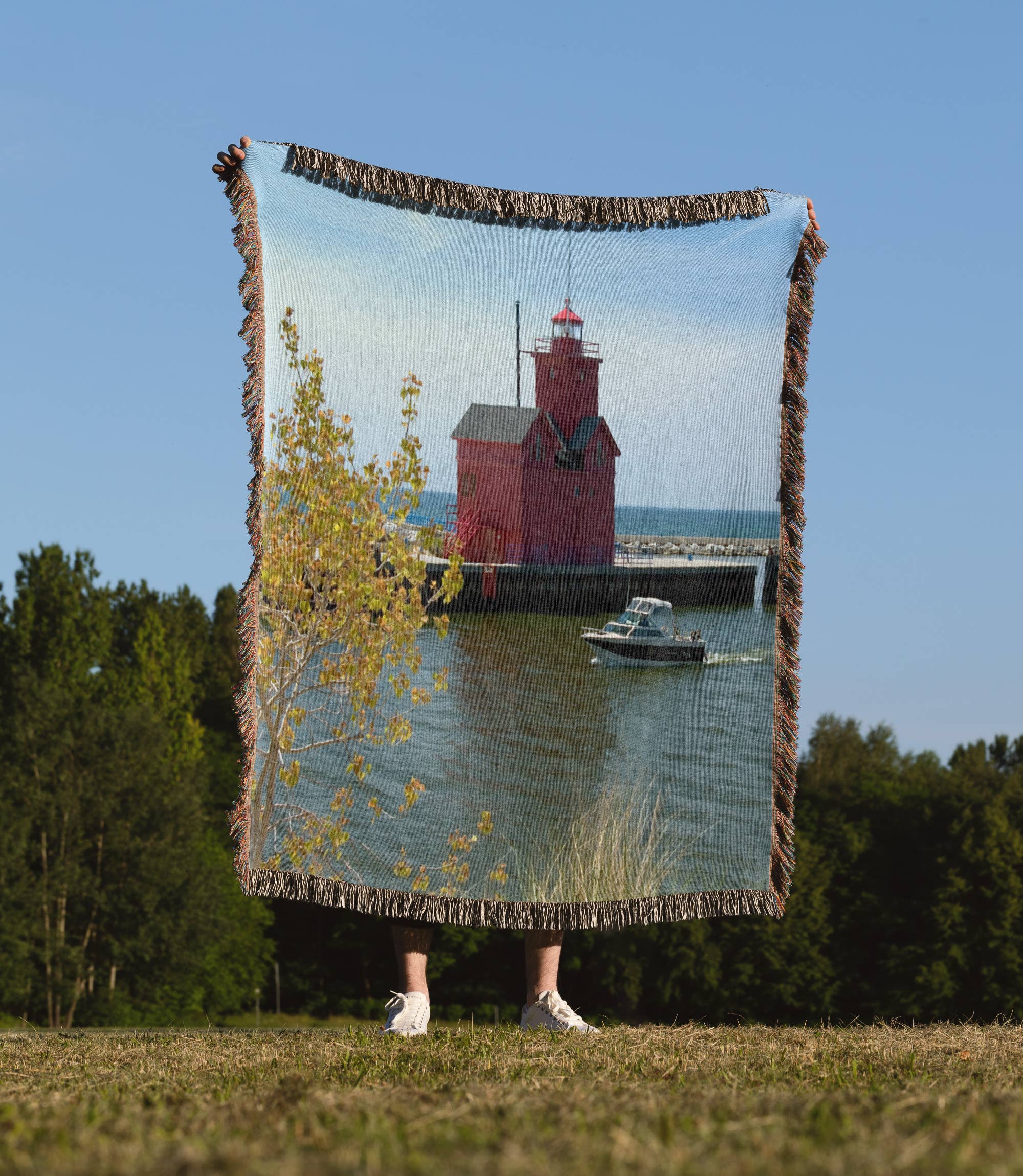 3dRose - Wholesale Throw Blanket - 3dRose, Holland Harbor Lighthouse at Holland, Michigan - US23 DFR0047 - David R. Frazier, Blanket1