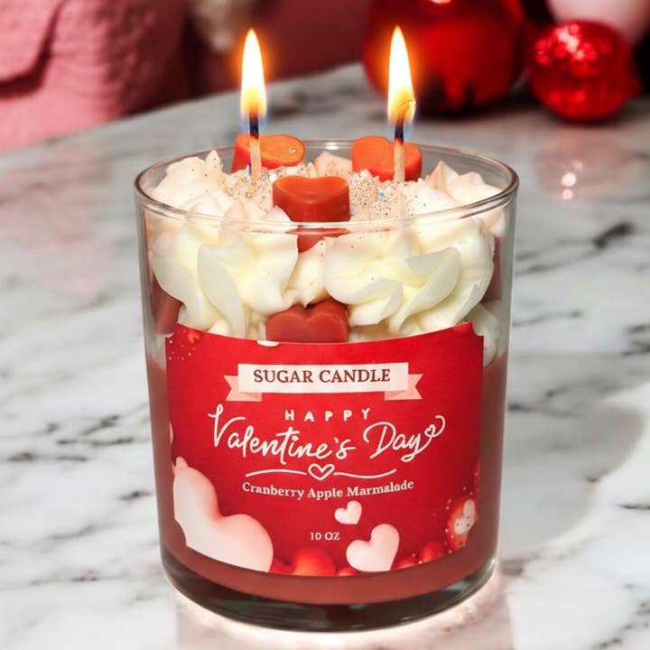 Sugar Candle - Wholesale Jar/Filled Candle - Valentine's Day Candle: Soy, Handmade, Retail & Gift Ready1