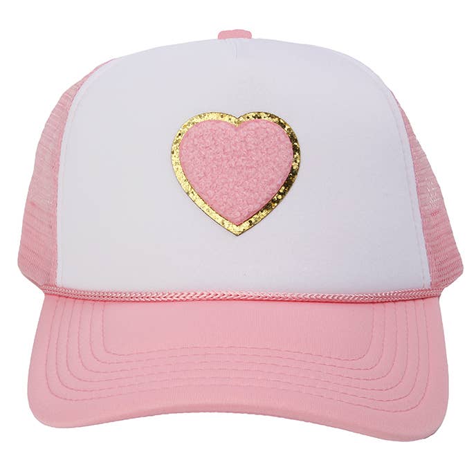 Chenille Heart Trucker Hat for wholesale by Sparkle Sisters by Couture Clips