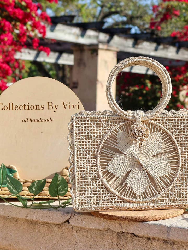 Flora & Thread Rectangular Top Handle Bag for wholesale by Collections By Vivi