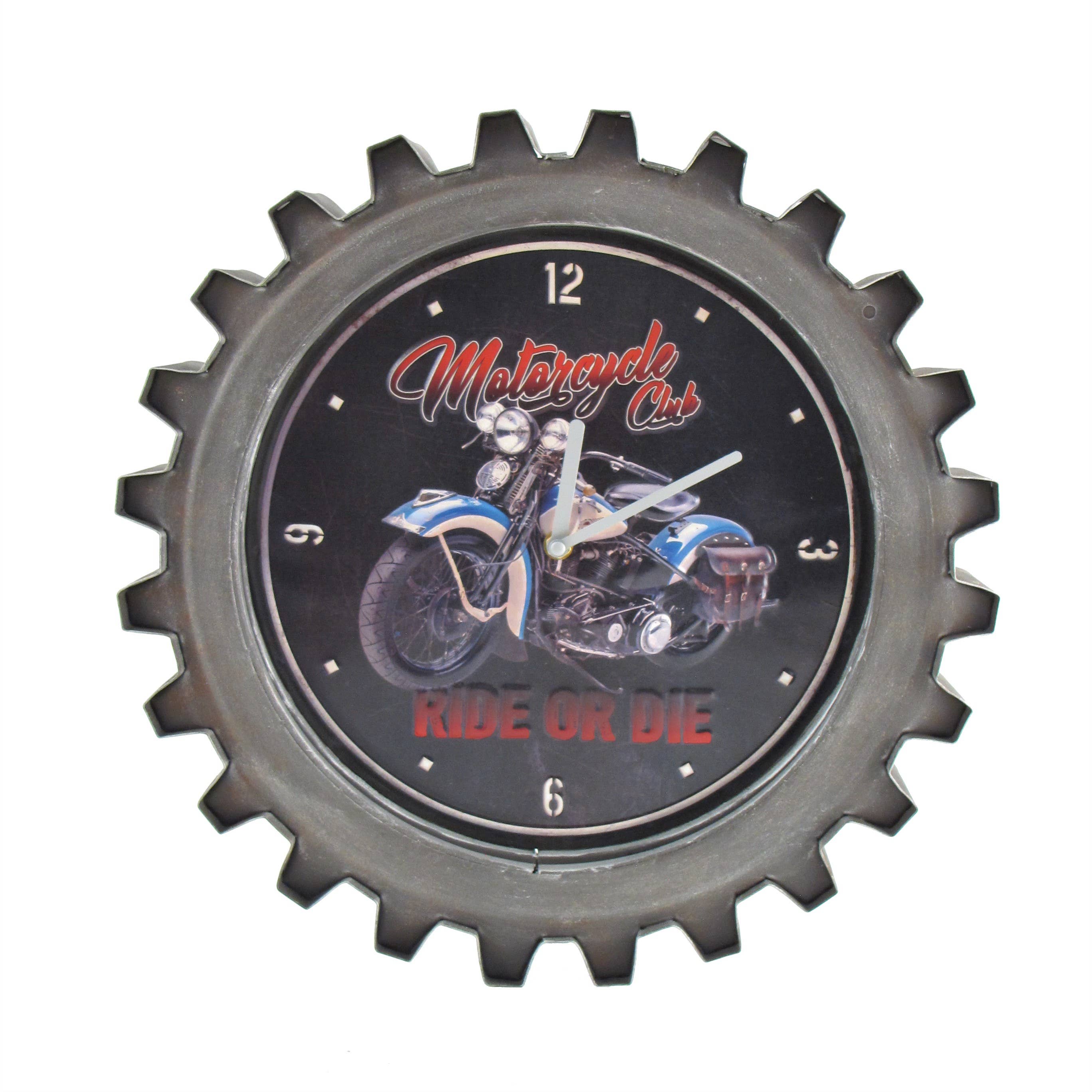 Zaer Ltd. International - Vente Horloges murales - Horloges de moto en forme d'engrenage de style vintage - 6 styles Asst1