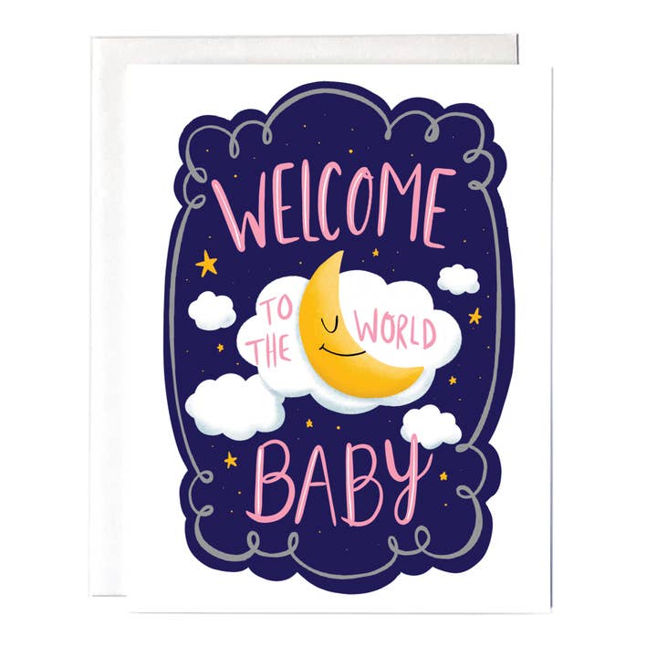 Bem-vindo Baby Moon Pink Card por atacado de Fox Card Co