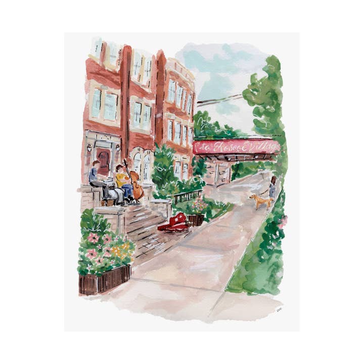 Roscoe Village Art Print for wholesale by Rachel Reynolds Art