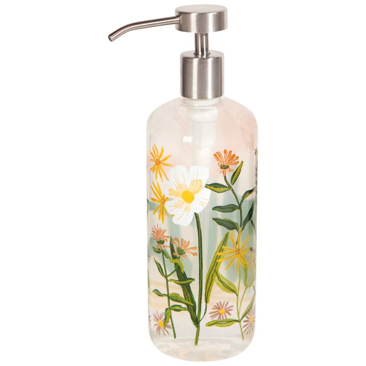 Now Designs by Danica - Wholesale Soap Dispenser - Bees & Blooms Glass Soap Pump