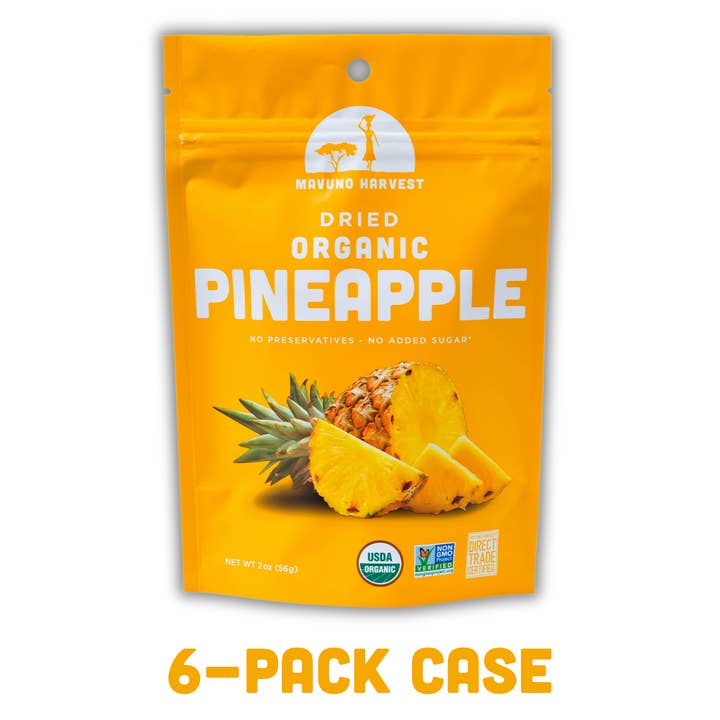 Mavuno Harvest Organics - Wholesale Dried/Dehydrated Fruit - Organic Dried Pineapple, 6-pack case