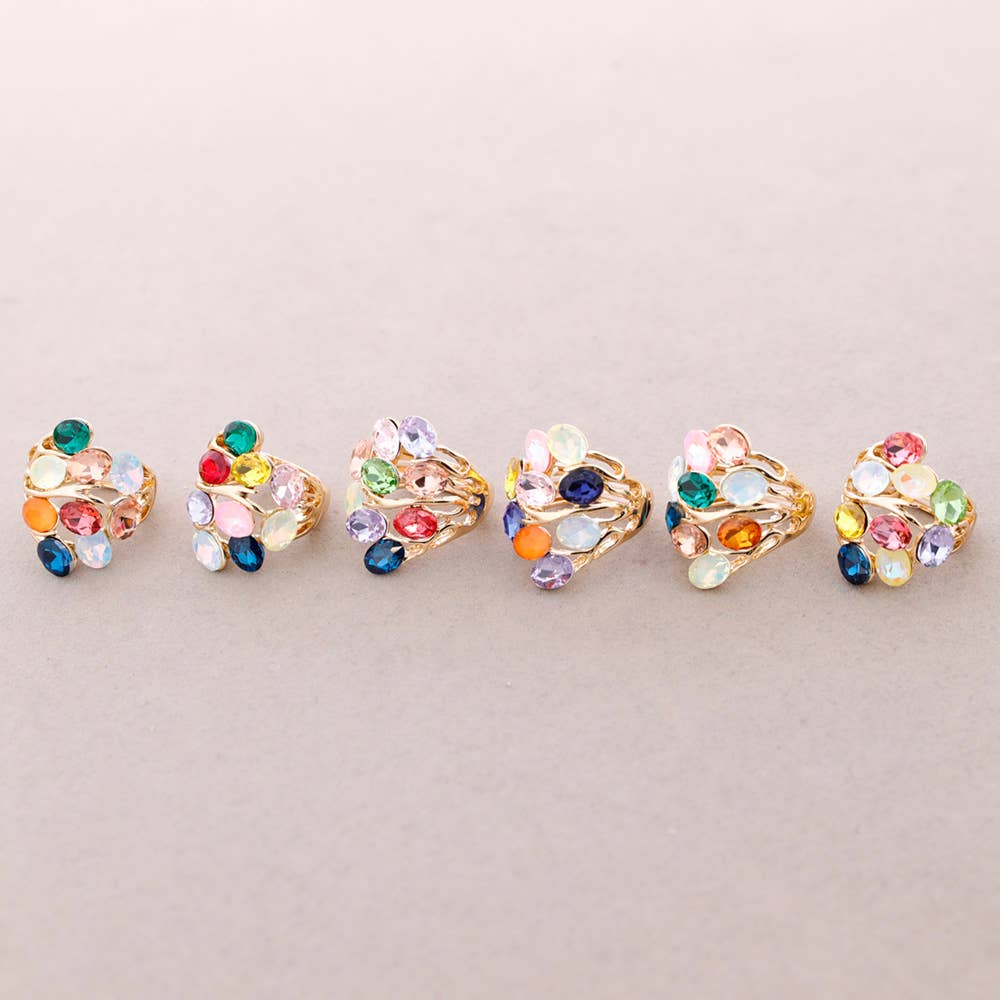 Sonata - Wholesale Multi-Stone Ring - Crystal Metal Elastic Ring5