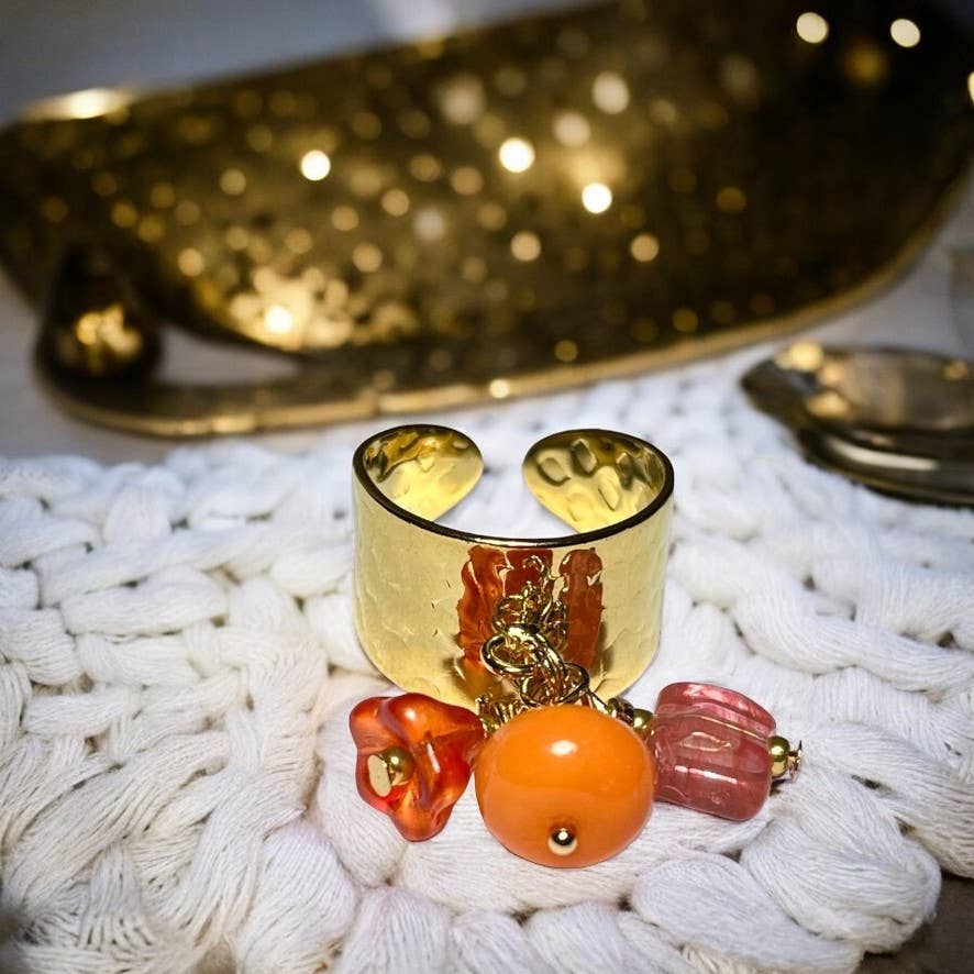 TOURMALYN - Wholesale Cocktail/Statement Ring - Fine gold plated ring with Opal stone and Quartz10