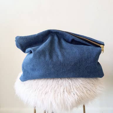 NKHenry - Wholesale Clutch Bag - Women's - Large Minimalist Denim Clutch Bag1