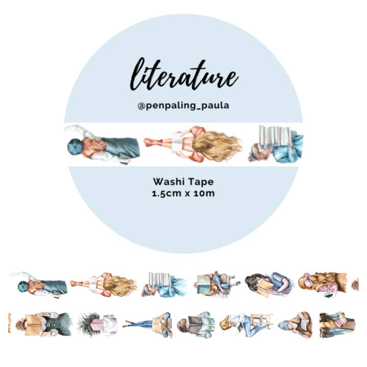 Cinta Washi con tema de literatura - 15 mm x 10 m para venta al por mayor de Penpaling Paula