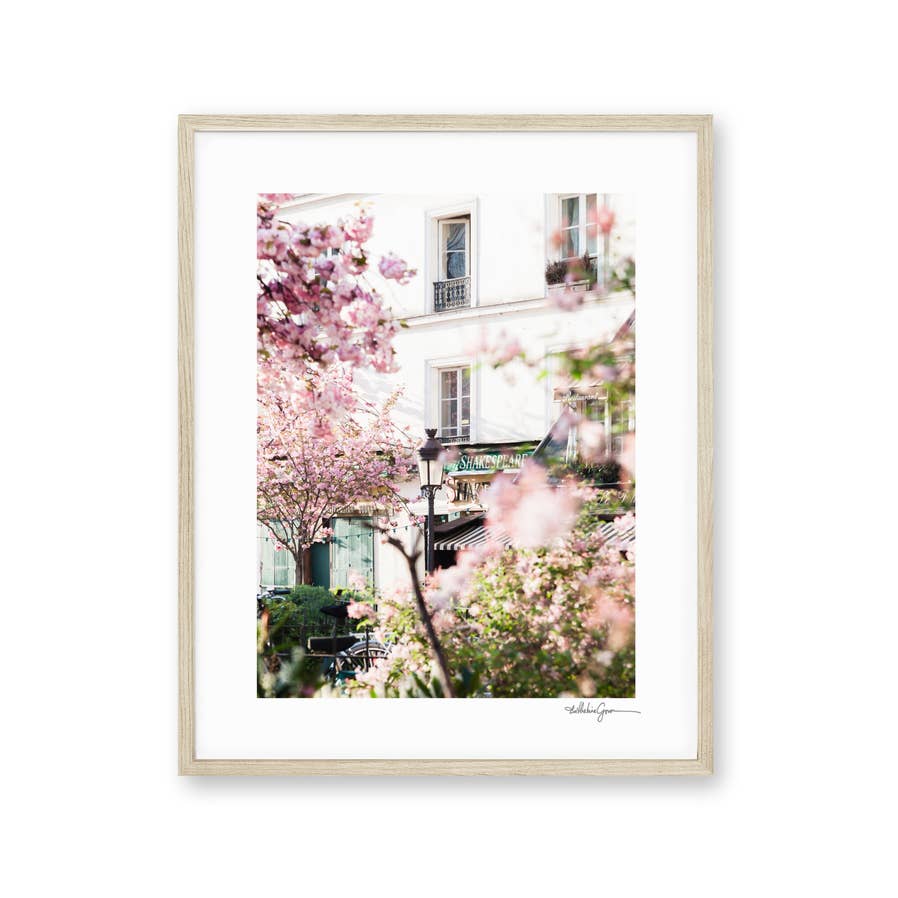 Art Print | Cherry Blossoms in Paris | Shakespeare and Co for wholesale by Ocean Sky Lab