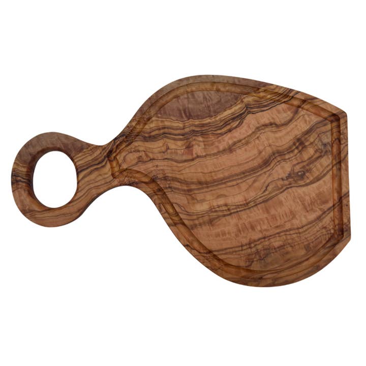 Tábua de corte com cabo e sulco para sucos em madeira de oliveira por atacado de medina mood
