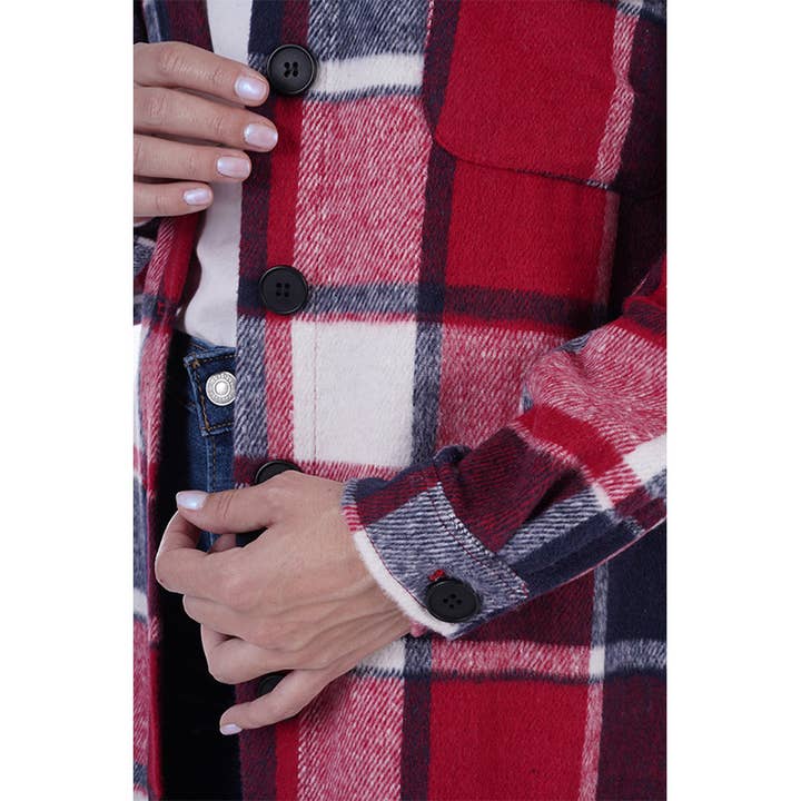 Green Long Wool-blend Plaid Shirt Shacket(BIG SALE) for wholesale on Faire