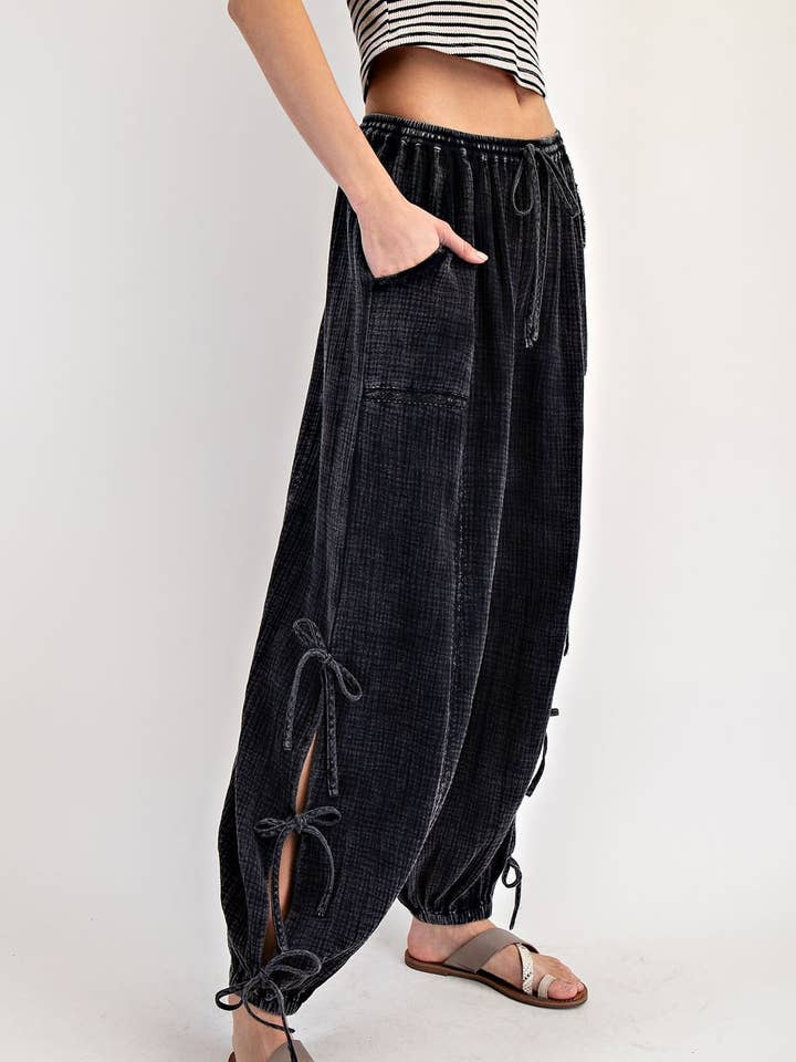 PL5912 - MINERAAL GEWASSEN LINT ZIJSTRIK BROEK voor wholesale door Peace Love Line