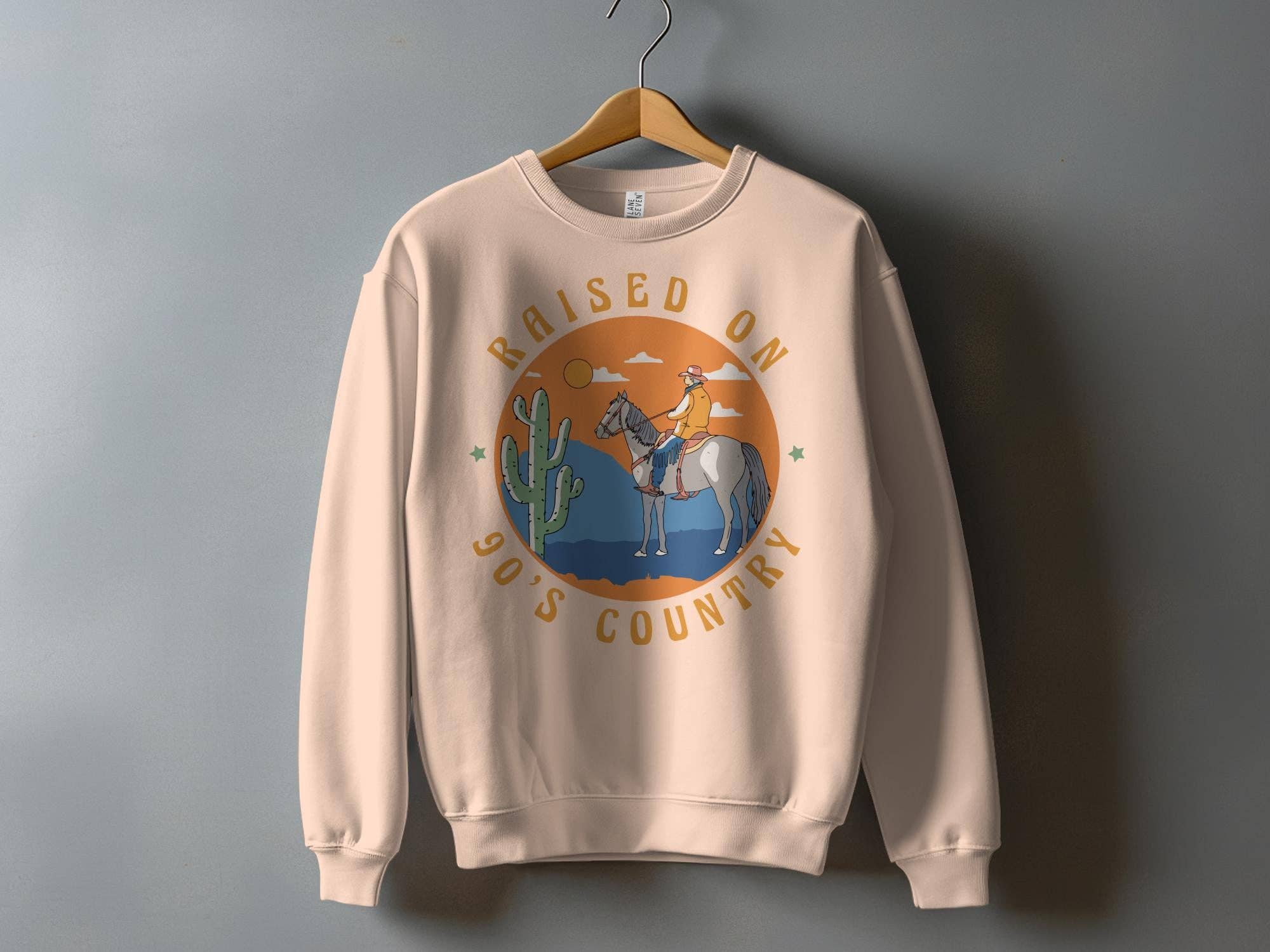 FreakyTeeFactory - Wholesale Screen Printed T-Shirt - Women's - Vintage 90's Country Raised Graphic Tee, Western Cowboy & Horse T-Shirt, Retro Style Shirt5