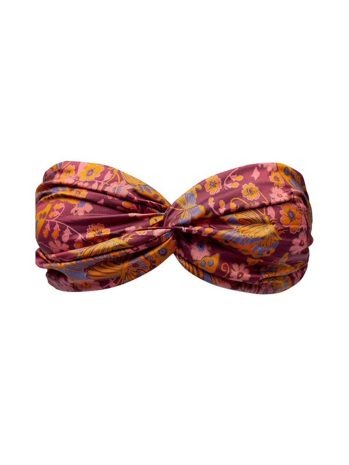 Haut bandeau torsadé en soie - Soie Papillon Grenat pour la vente par AMARIS - Sustainable Womens Resortwear