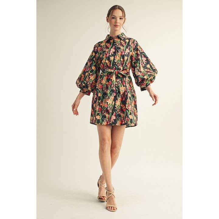 BLACK Floral Dress for wholesale on Faire3