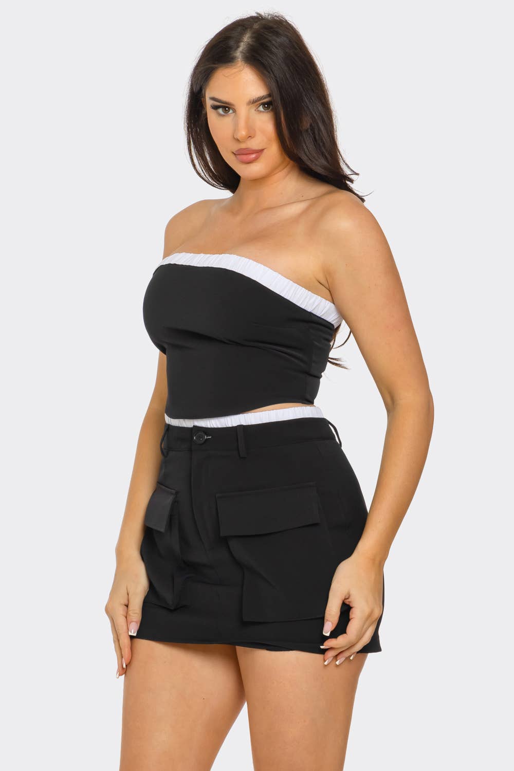Julia by LoveJ - Wholesale Top & Skirt Set - Women's - Elastic Trim Tube Top And Mini Skirt Set 6