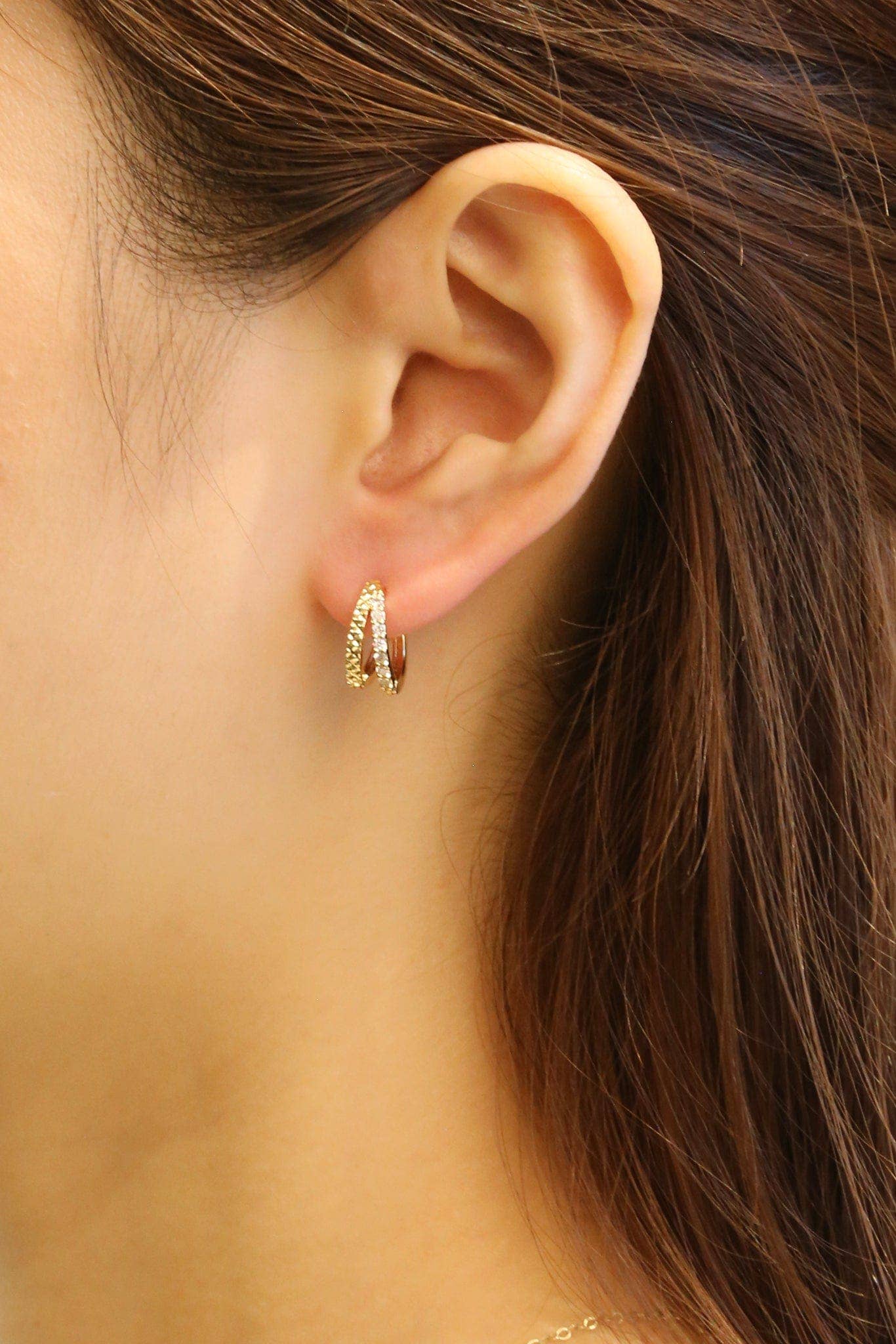 MiMi Wholesale - Wholesale Hoop Earrings - SJE310656 14K Classic Double Hoop Earrings3