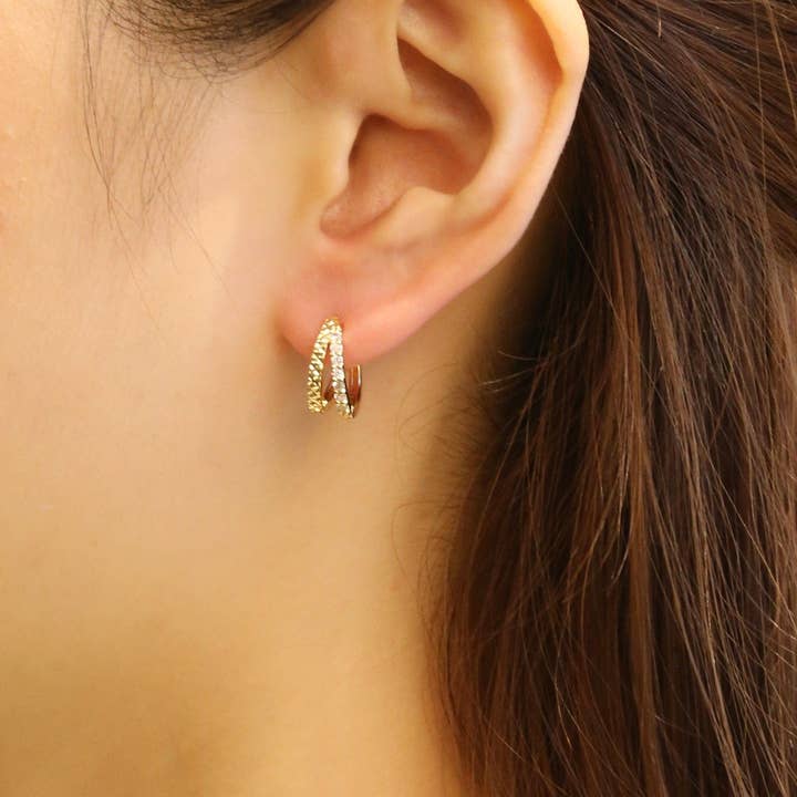 MiMi Wholesale - Wholesale Hoop Earrings - SJE310656 14K Classic Double Hoop Earrings3