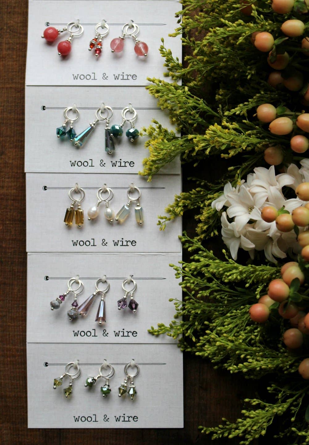 NNK Press - Wholesale Knitting/Crochet Supplies - Wool & Wire: Mini Crystal & Pearl Stitch Markers (Set of 6)5