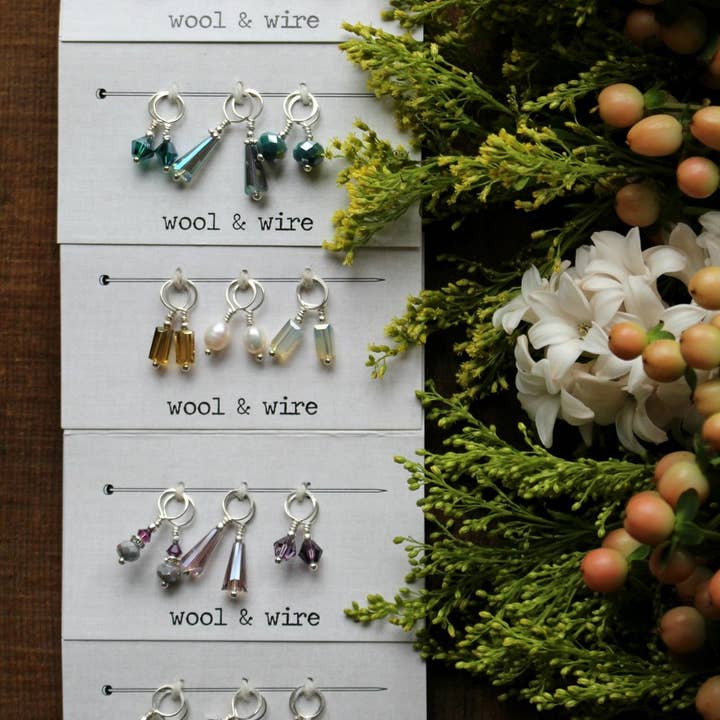NNK Press - Wholesale Knitting/Crochet Supplies - Wool & Wire: Mini Crystal & Pearl Stitch Markers (Set of 6)1