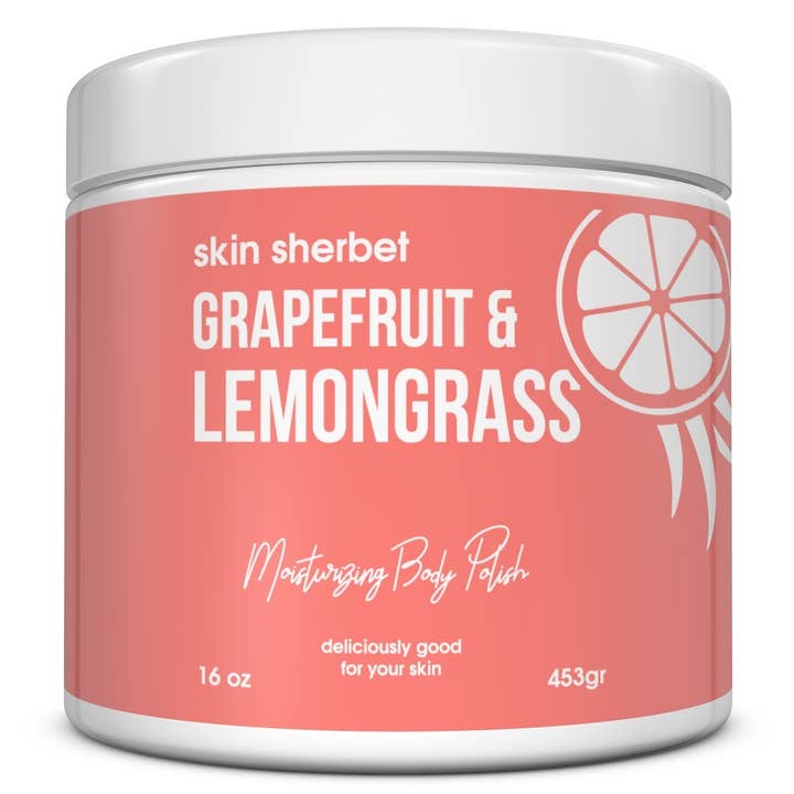 Skin Sherbet Grapefruit & Lemongrass Body Polish Salt Scrub for wholesale by The Midwest Sea Salt Company