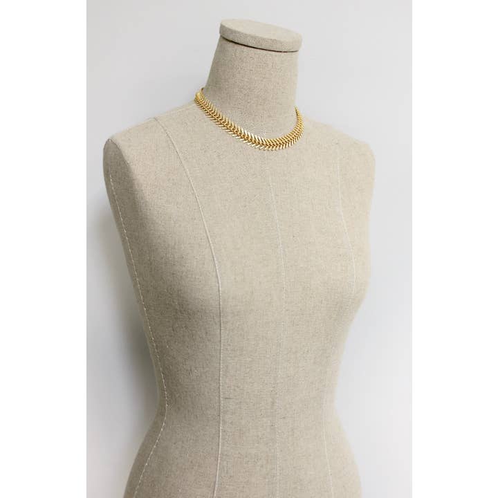 David Aubrey Jewelry - Wholesale Link & Chain Necklace - DOR215 Gold Chain Fish Bone Necklace