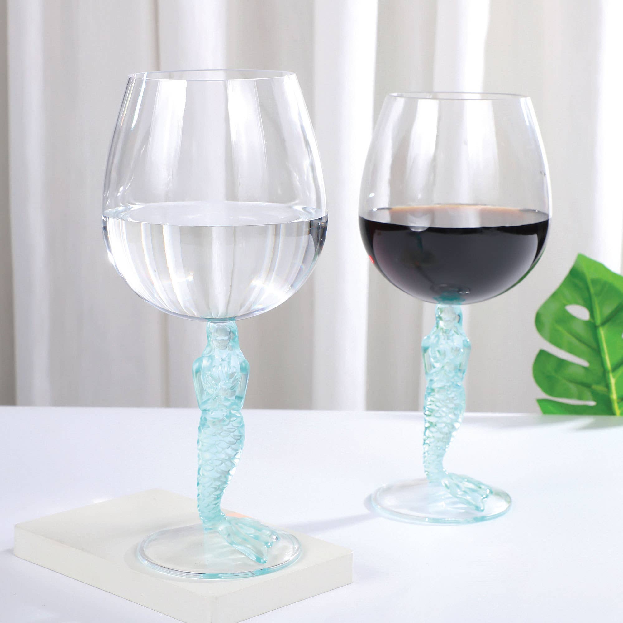Sky Blue Mermaid 17oz Acrylic Plastic Wine Glass for wholesale on Faire1