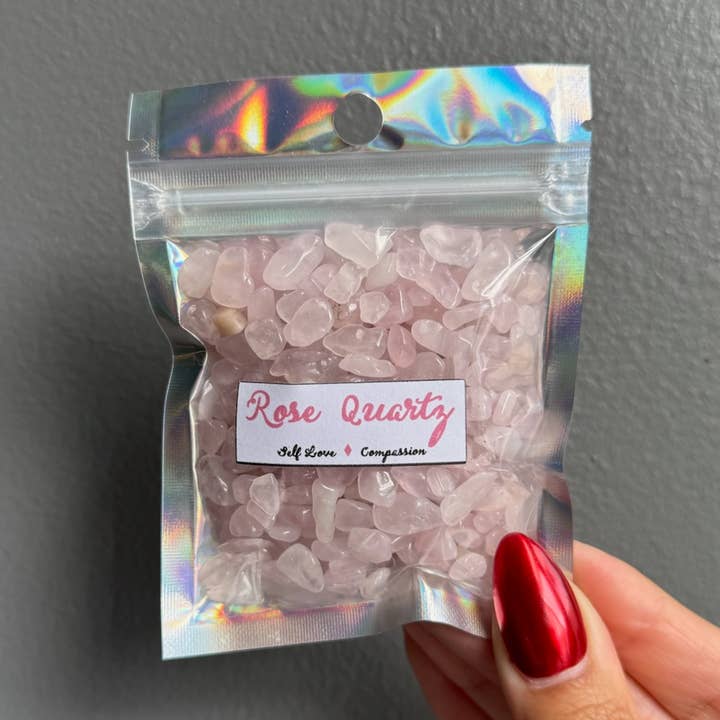 Sapphire & Sage - Wholesale Spiritual stone/crystal - Rose Quartz Crystal Chip Bags0