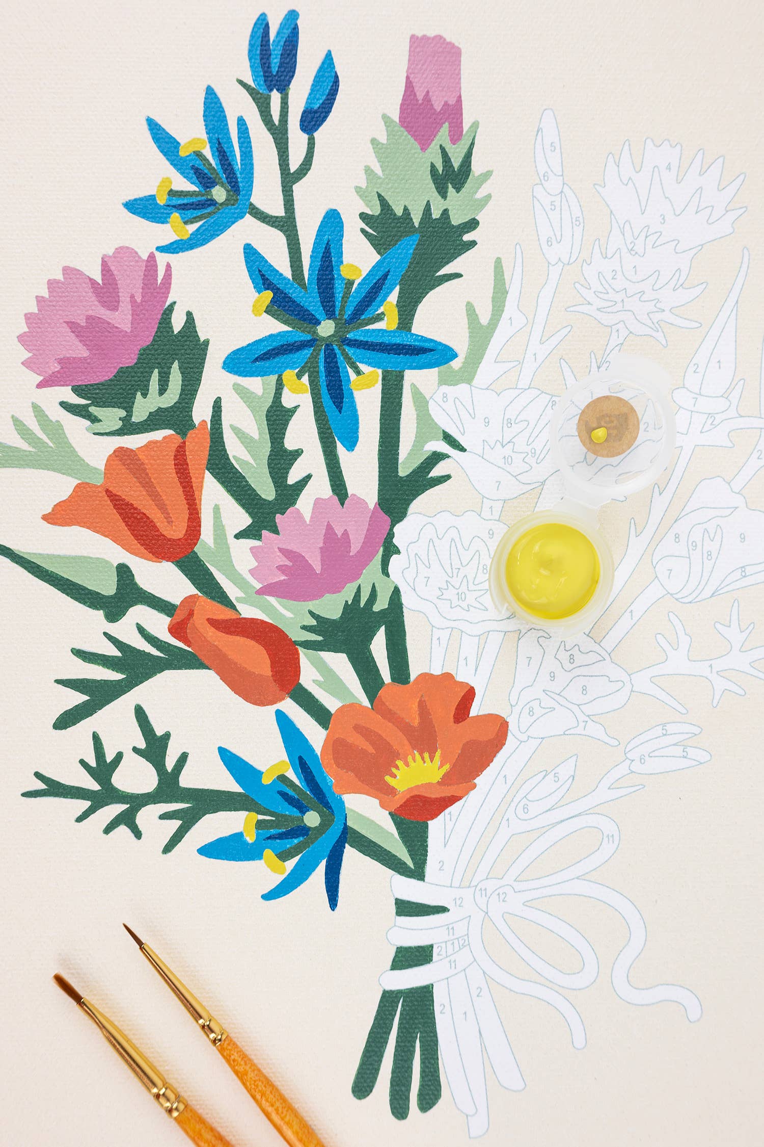 Elle Crée (She Creates) - Wholesale DIY Craft Kit - California Wildflowers Paint-by-Number Kit 3
