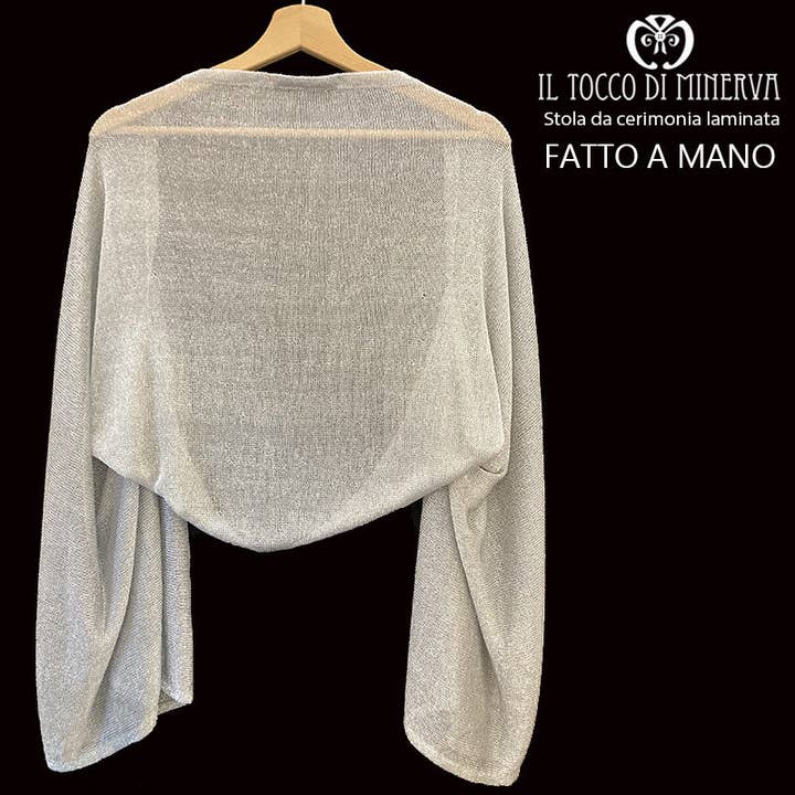 Gray laminated fabric stole - Handmade for wholesale by Il Tocco di Minerva