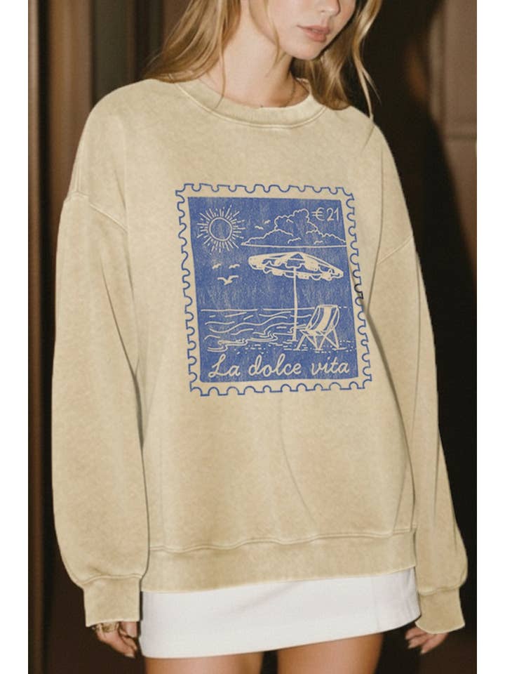 STRAND PORTO FRIMÄRKE GRAFISK MINERALTÄVTTAD SWEATSHIRT för wholesale av PINK NABI