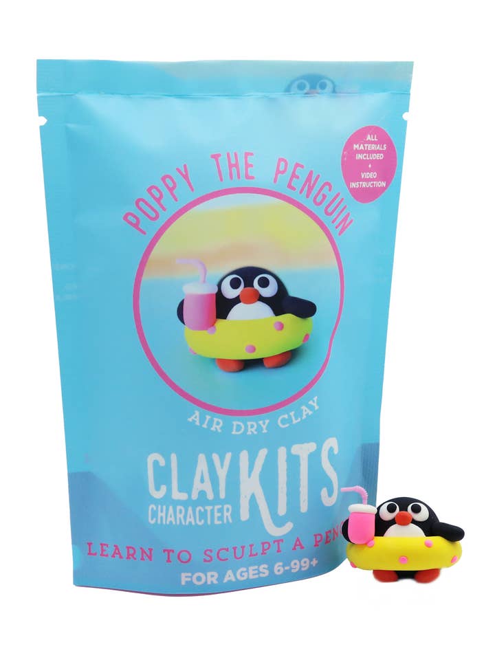 Poppy the Penguin DIY Air Dry Clay Kit for wholesale by The Make Station | DIY Clay Kits