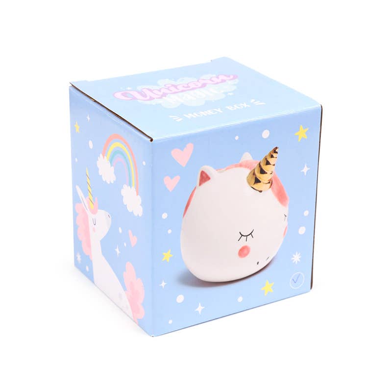 Puckator Ltd – wholesale Money/piggy bank – Enchanted Rainbows Unicorn White Ceramic Money Box2