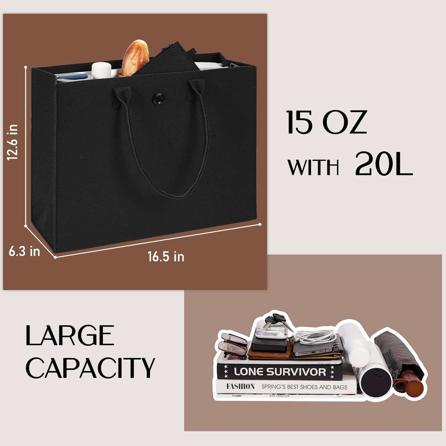 wandf – wholesale Livsmedels-/Shoppingväska – ECOHUB tålig återanvändbar kasse i återvunnet filttyg59