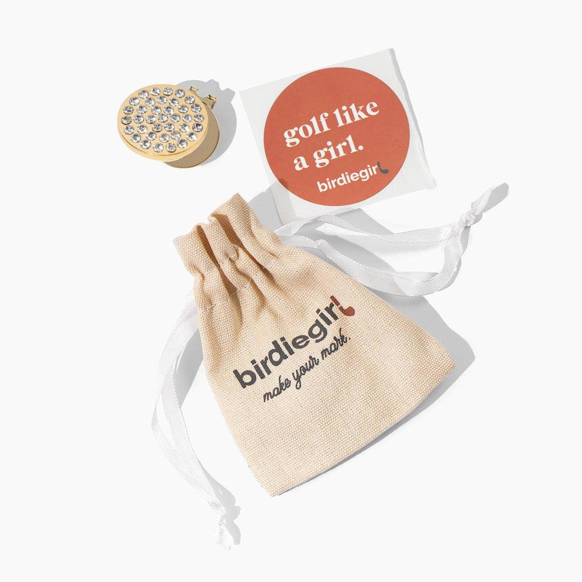 Gold Crystal Bling Women's Golf Ball Marker with Hat Clip for wholesale on Faire5