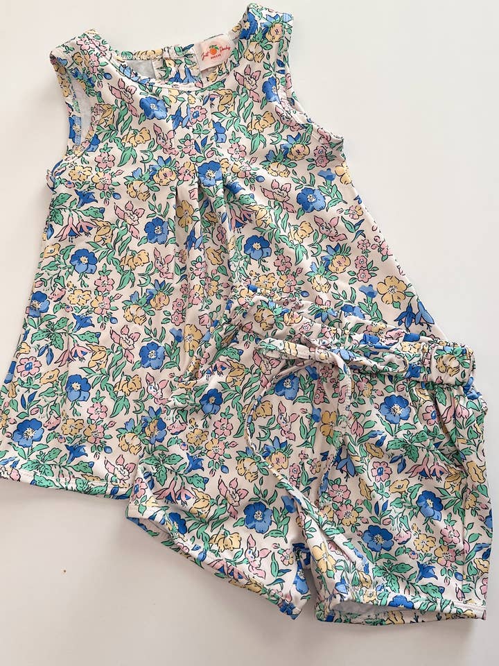 Sleeveless Floral Set - Sweet Floral for wholesale by Just Peachy Smocks + Peachy Sleepy Bamboo