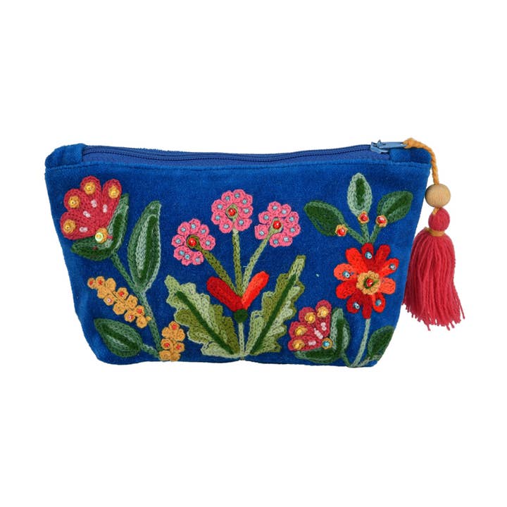 3MXPC071_BLPK ALLURE POUCH BEADED FLORAL POUCH  7x4" for wholesale by Karma Living